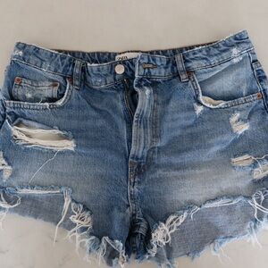 Zara Blue High-Waisted Jean Shorts